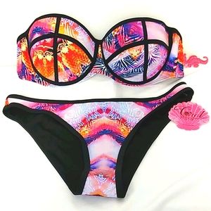 Push-Up Top Bikini Coral Tropics Size Large